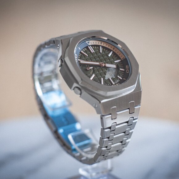 (Brand New) Casio G-Shock GA2100 Full Mod Stainless Steel with Green Waffle Face - Picture 10 of 17